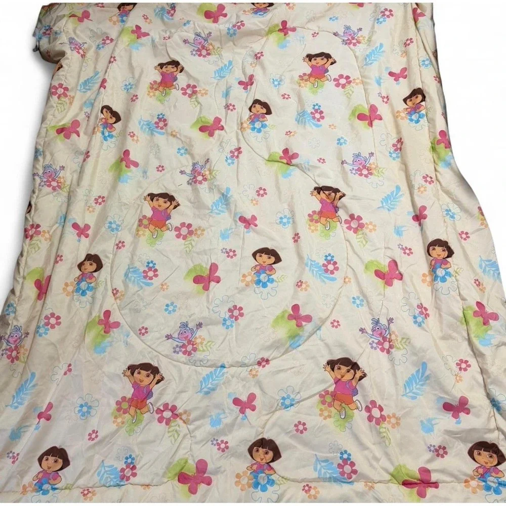 Vintage 2010 Dora the Explorer Boots Full Comforter Pink Floral Nickelodeon